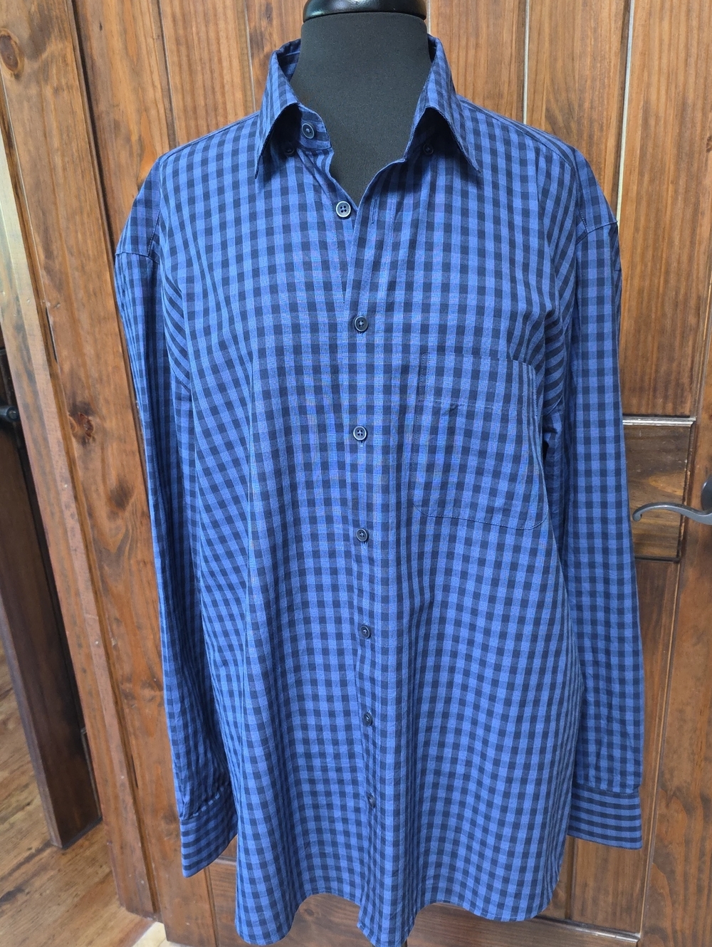 Haupt Blue and Navy Checked Button-up shirt - Size XL